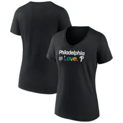 Women's Philadelphia Phillies Fanatics Branded Black City Pride V-Neck T-Shirt