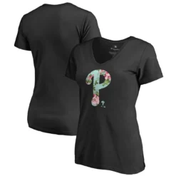 Women's Philadelphia Phillies Fanatics Branded Black Lovely V-Neck T-Shirt