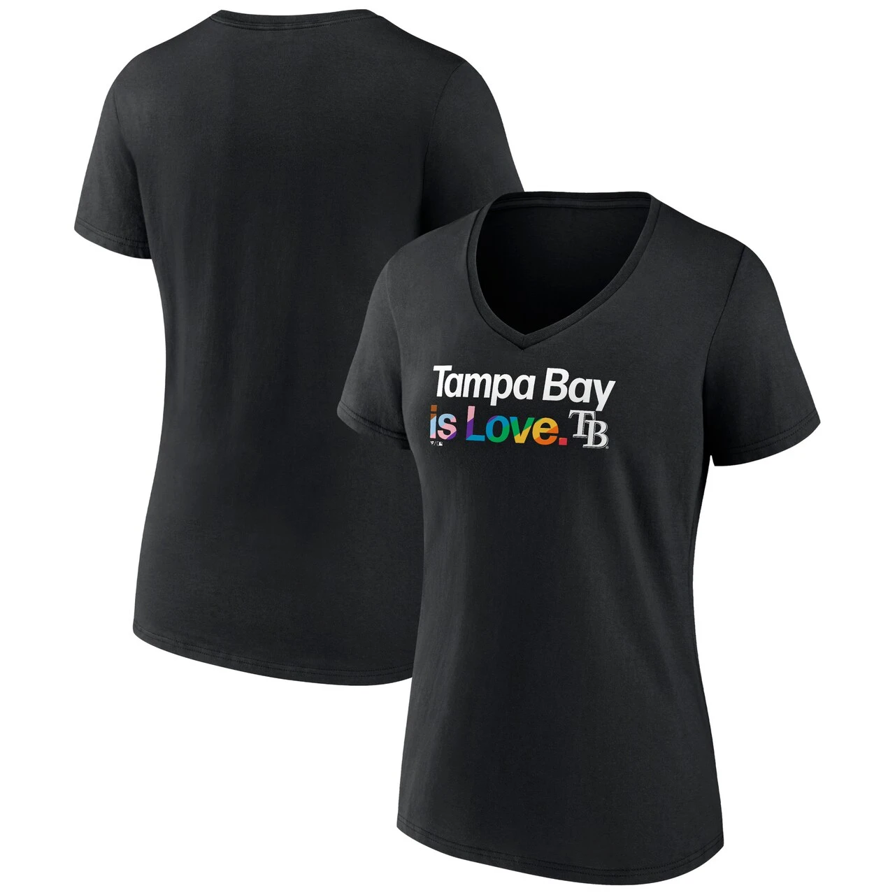 Women's Tampa Bay Rays Fanatics Branded Black City Pride V-Neck T-Shirt 1 Women's Tampa Bay Rays Fanatics Branded Black City Pride V-Neck T-Shirt