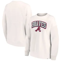 Women's Atlanta Braves Fanatics Branded Cream Leopard Pullover Sweatshirt