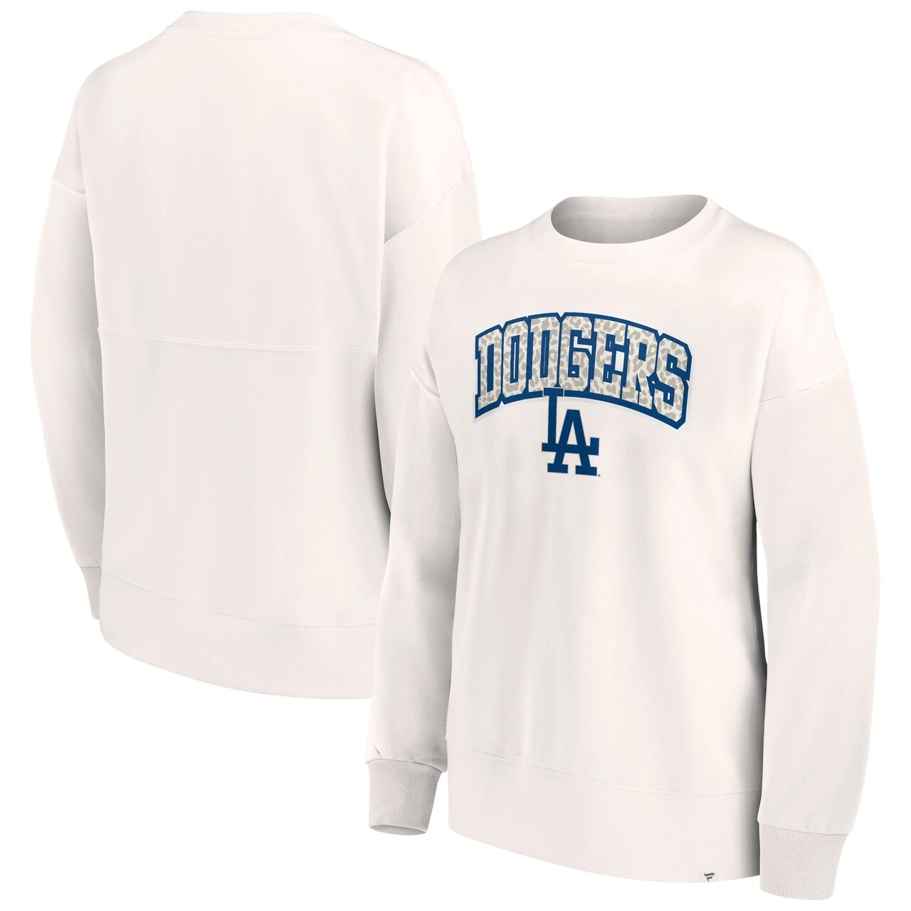 Women's Los Angeles Dodgers Fanatics Branded Cream Leopard Pullover Sweatshirt 1 Women's Los Angeles Dodgers Fanatics Branded Cream Leopard Pullover Sweatshirt