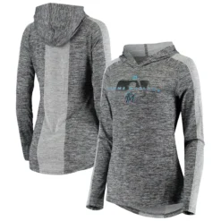 Women's Miami Marlins Fanatics Branded Gray Authentic UltraLight Pullover Raglan Hoodie