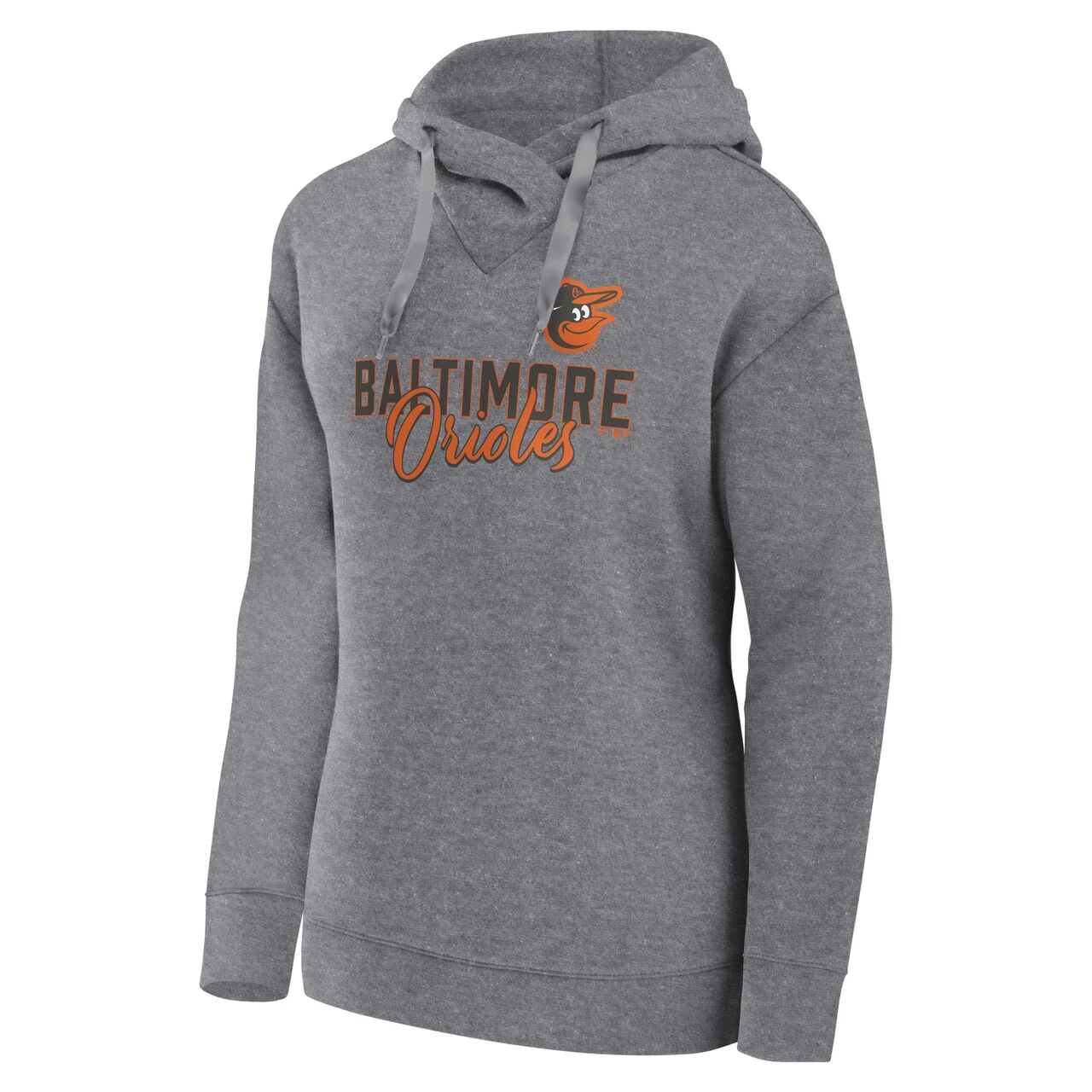 Women's Baltimore Orioles Fanatics Branded Heather Gray Script Favorite Pullover Hoodie 2 Women's Baltimore Orioles Fanatics Branded Heather Gray Script Favorite Pullover Hoodie - Image 2