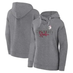 Women's Cincinnati Reds Fanatics Branded Heather Gray Script Favorite Pullover Hoodie