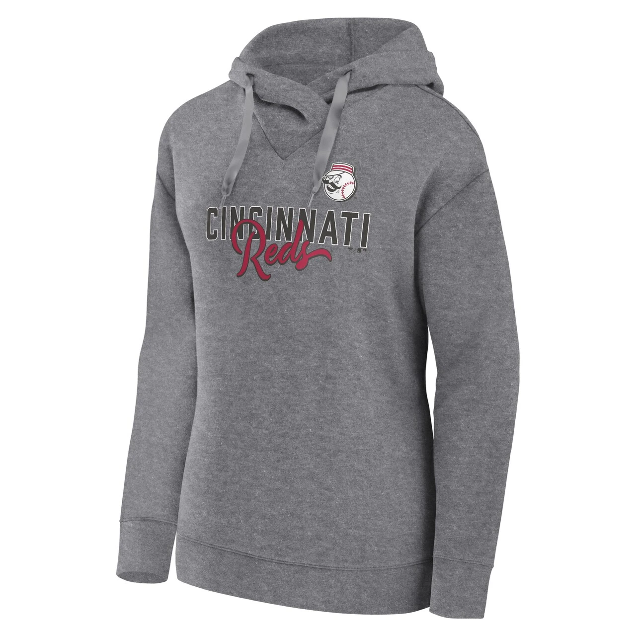 Women's Cincinnati Reds Fanatics Branded Heather Gray Script Favorite Pullover Hoodie 2 Women's Cincinnati Reds Fanatics Branded Heather Gray Script Favorite Pullover Hoodie - Image 2