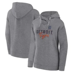 Women's Detroit Tigers Fanatics Branded Heather Gray Script Favorite Pullover Hoodie