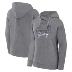 Women's New York Yankees Fanatics Branded Heather Gray Script Favorite Pullover Hoodie