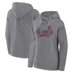Women's St. Louis Cardinals Fanatics Branded Heather Gray Script Favorite Pullover Hoodie