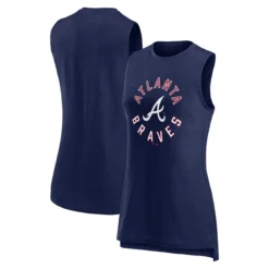 Women's Atlanta Braves Fanatics Branded Heather Navy What Goes Around Tank Top