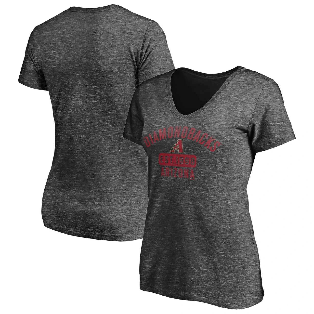 Women's Arizona Diamondbacks Fanatics Branded Heathered Charcoal Old Time Favorite V-Neck T-Shirt 1 Women's Arizona Diamondbacks Fanatics Branded Heathered Charcoal Old Time Favorite V-Neck T-Shirt
