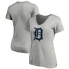 Women's Detroit Tigers Fanatics Branded Heathered Gray Core Official Logo V-Neck T-Shirt