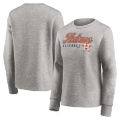 Women's Houston Astros Fanatics Branded Heathered Gray Crew Pullover Sweater