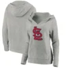 Women's St. Louis Cardinals Fanatics Branded Heathered Gray Official Logo Crossover V-Neck Pullover Hoodie