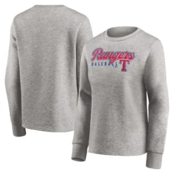 Women's Texas Rangers Fanatics Branded Heathered Gray Crew Pullover Sweater