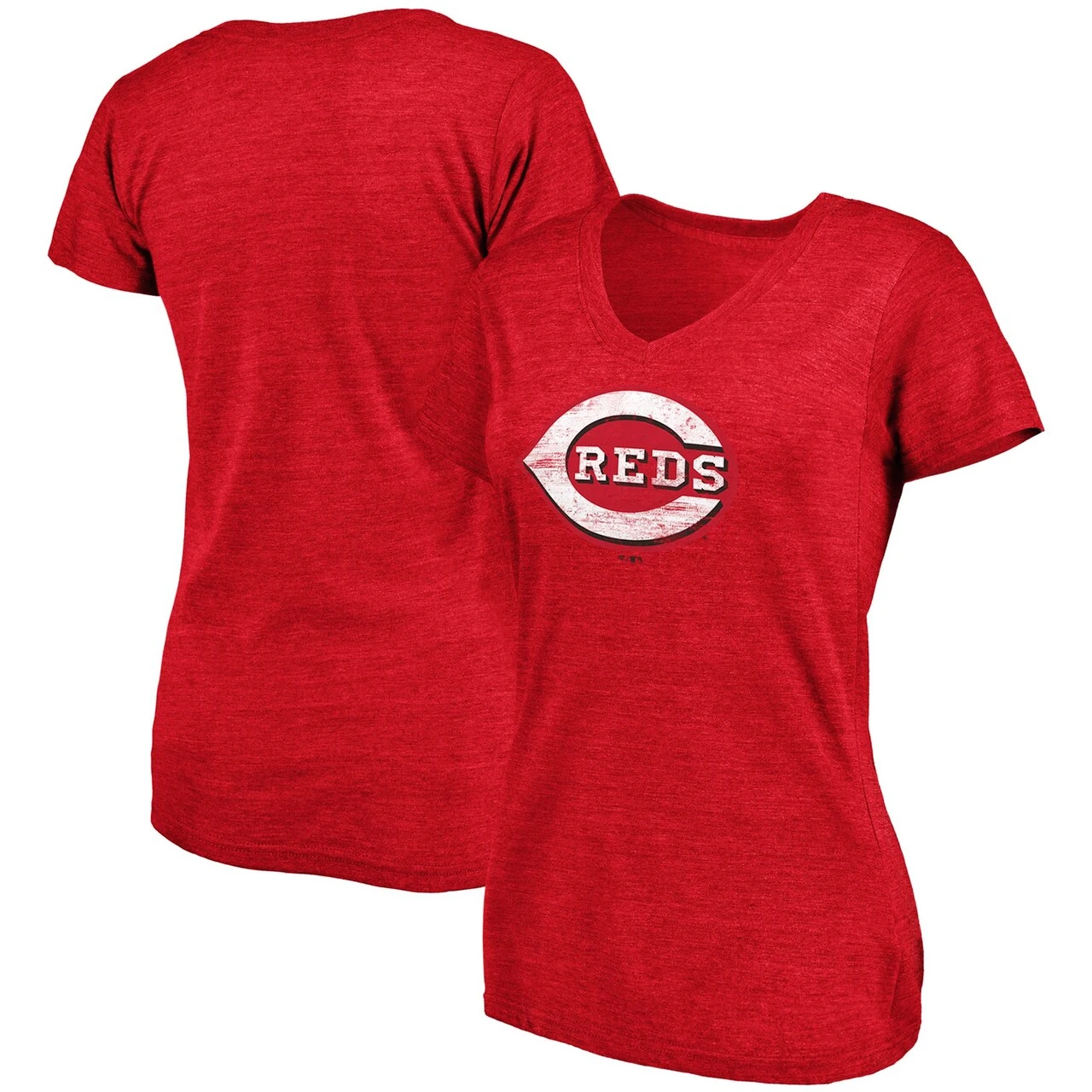 Women's Cincinnati Reds Fanatics Branded Heathered Red Core Weathered Tri-Blend V-Neck T-Shirt 1 Women's Cincinnati Reds Fanatics Branded Heathered Red Core Weathered Tri-Blend V-Neck T-Shirt
