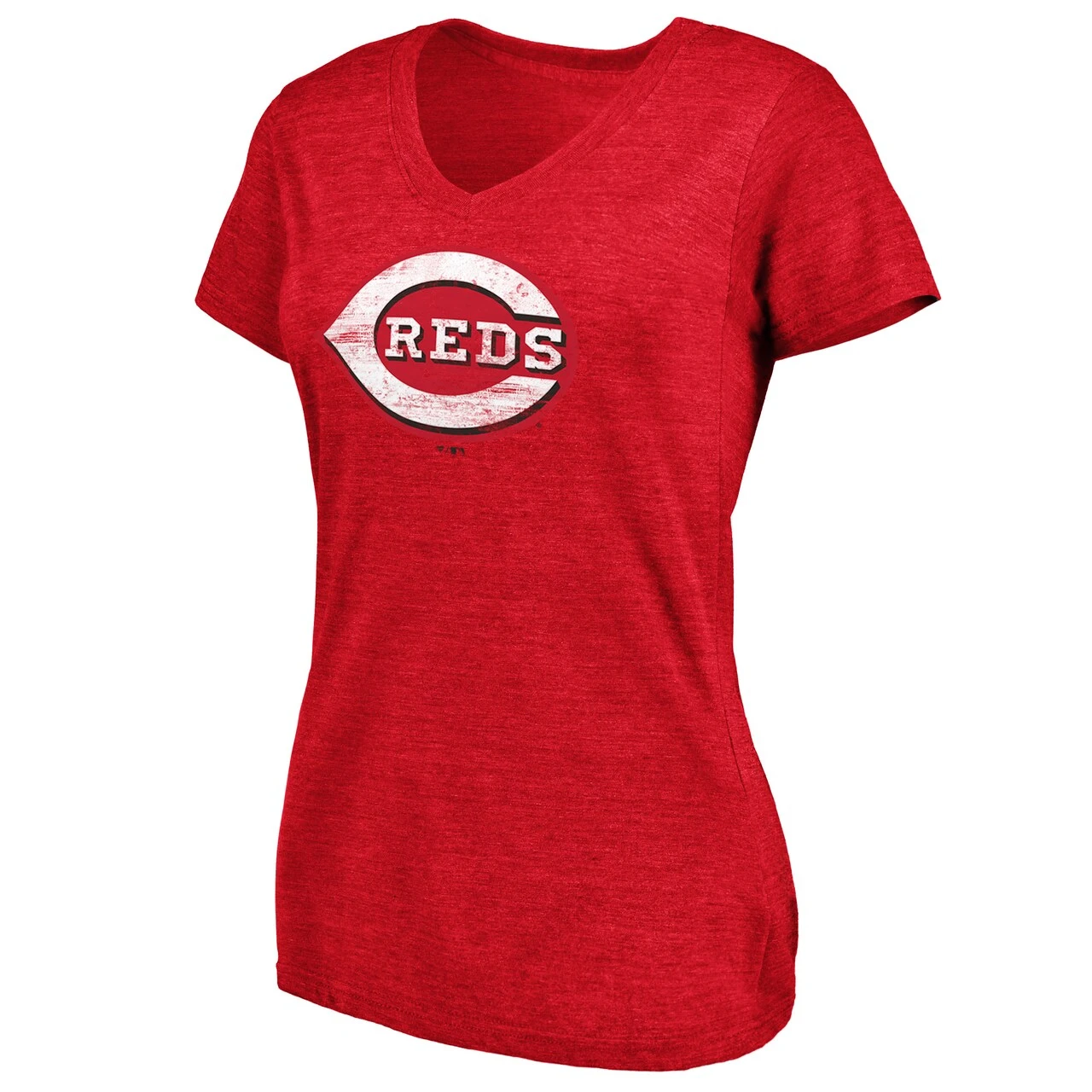 Women's Cincinnati Reds Fanatics Branded Heathered Red Core Weathered Tri-Blend V-Neck T-Shirt 2 Women's Cincinnati Reds Fanatics Branded Heathered Red Core Weathered Tri-Blend V-Neck T-Shirt - Image 2