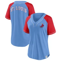 Women's St. Louis Cardinals Fanatics Branded Light Blue Bunt Raglan V-Neck T-Shirt