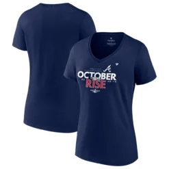 Women's Atlanta Braves Fanatics Branded Navy 2022 Postseason Locker Room V-Neck T-Shirt