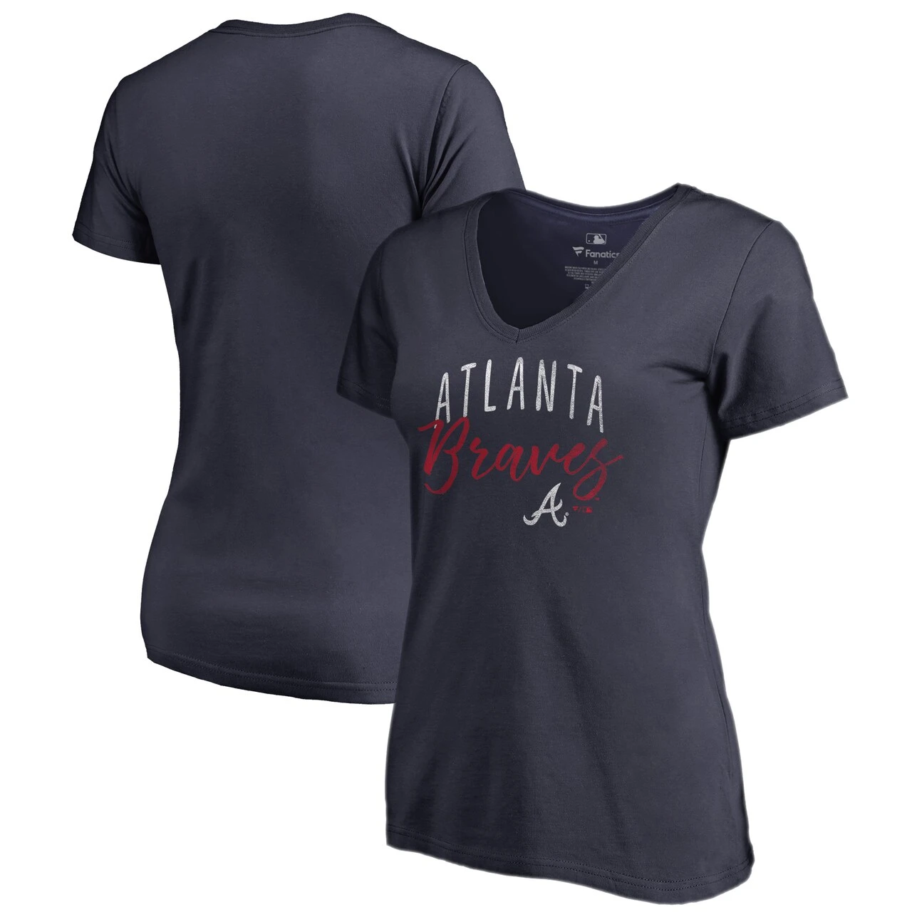 Women's Atlanta Braves Fanatics Branded Navy Graceful V-Neck T-Shirt 1 Women's Atlanta Braves Fanatics Branded Navy Graceful V-Neck T-Shirt