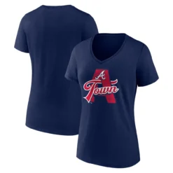Women's Atlanta Braves Fanatics Branded Navy Hometown A Town Map V-Neck T-Shirt