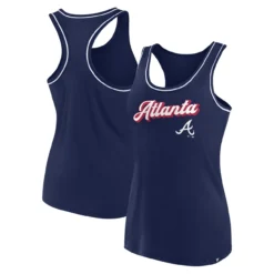 Men's Atlanta Braves Fanatics Branded Navy Wordmark Logo Racerback Tank Top