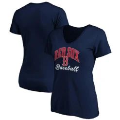 Women's Boston Red Sox Fanatics Branded Navy Victory Script V-Neck T-Shirt