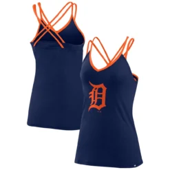 Women's Detroit Tigers Fanatics Branded Navy Barrel It Up Cross Back V-Neck Tank Top
