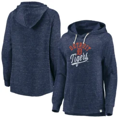 Women's Detroit Tigers Fanatics Branded Navy Faded Script Raglan Pullover Hoodie
