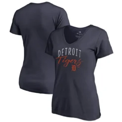 Women's Detroit Tigers Fanatics Branded Navy Graceful V-Neck T-Shirt