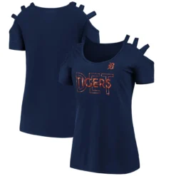 Women's Detroit Tigers Fanatics Branded Navy Three Strap Open Shoulder T-Shirt