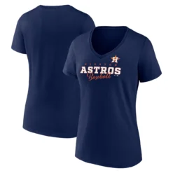Women's Houston Astros Fanatics Branded Navy Back In Business V-Neck T-Shirt