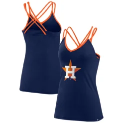Women's Houston Astros Fanatics Branded Navy Barrel It Up Cross Back V-Neck Tank Top