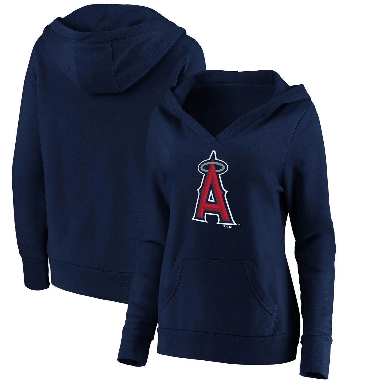 Women's Los Angeles Angels Fanatics Branded Navy Official Logo Crossover V-Neck Pullover Hoodie 1 Women's Los Angeles Angels Fanatics Branded Navy Official Logo Crossover V-Neck Pullover Hoodie