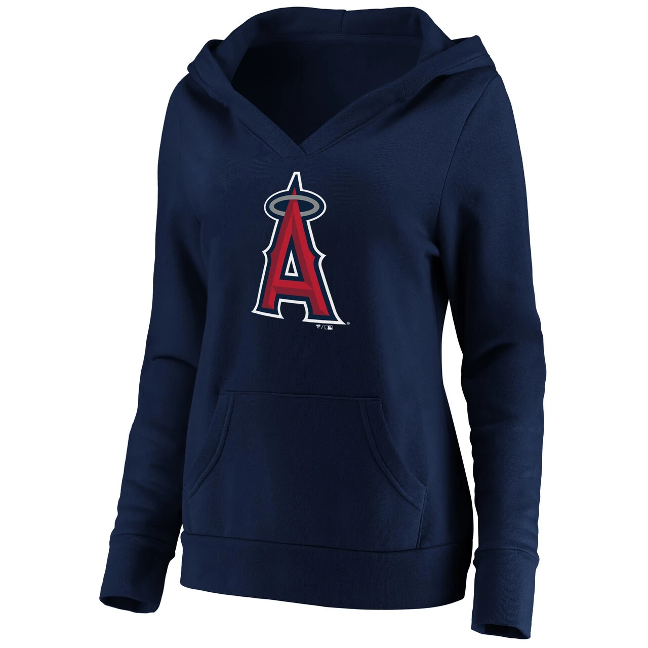 Women's Los Angeles Angels Fanatics Branded Navy Official Logo Crossover V-Neck Pullover Hoodie 2 Women's Los Angeles Angels Fanatics Branded Navy Official Logo Crossover V-Neck Pullover Hoodie - Image 2