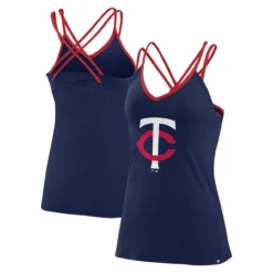 Women's Minnesota Twins Fanatics Branded Navy Barrel It Up Cross Back V-Neck Tank Top