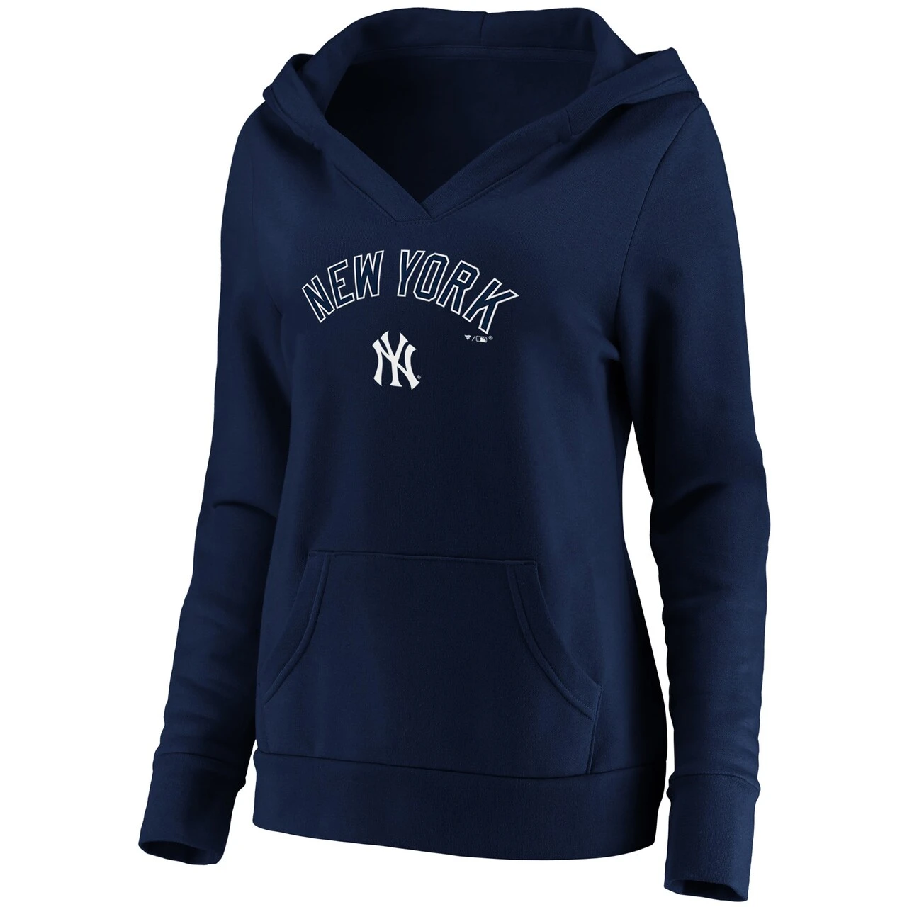 Women's New York Yankees Fanatics Branded Navy Core Team Lockup V-Neck Pullover Hoodie - Image 2
