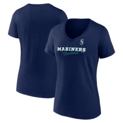 Women's Seattle Mariners Fanatics Branded Navy Back In Business V-Neck T-Shirt