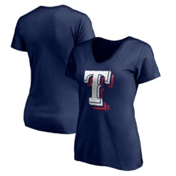 Women's Texas Rangers Fanatics Branded Navy Red White & Team V-Neck T-Shirt