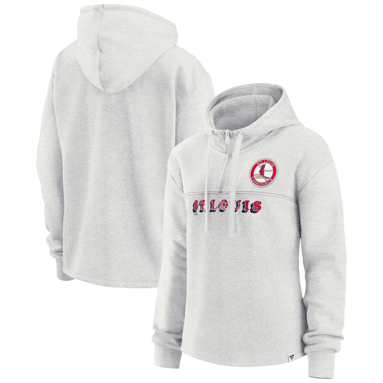 Women's St. Louis Cardinals Fanatics Branded Oatmeal True Classics Legacy Quarter-Zip Hoodie 1 Women's St. Louis Cardinals Fanatics Branded Oatmeal True Classics Legacy Quarter-Zip Hoodie