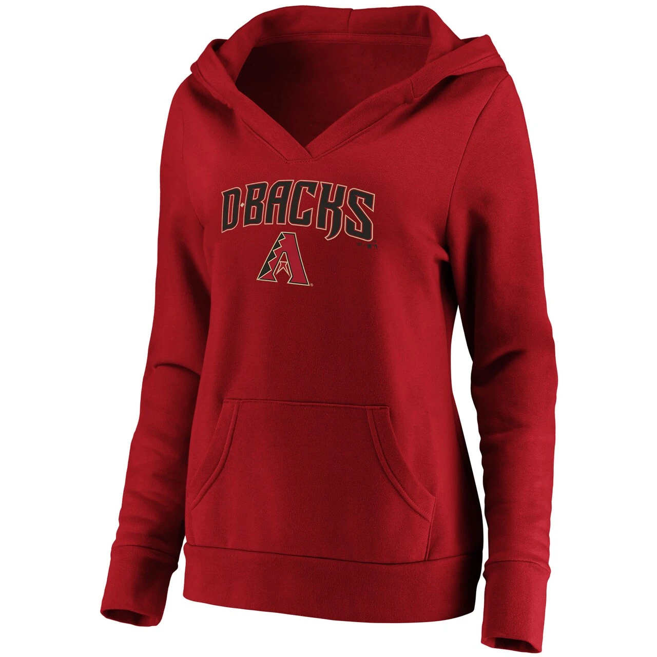 Women's Arizona Diamondbacks Fanatics Branded Red Core Team Lockup V-Neck Pullover Hoodie - Image 2