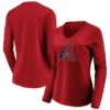 Women's Arizona Diamondbacks Fanatics Branded Red Official Logo Long Sleeve V-Neck T-Shirt