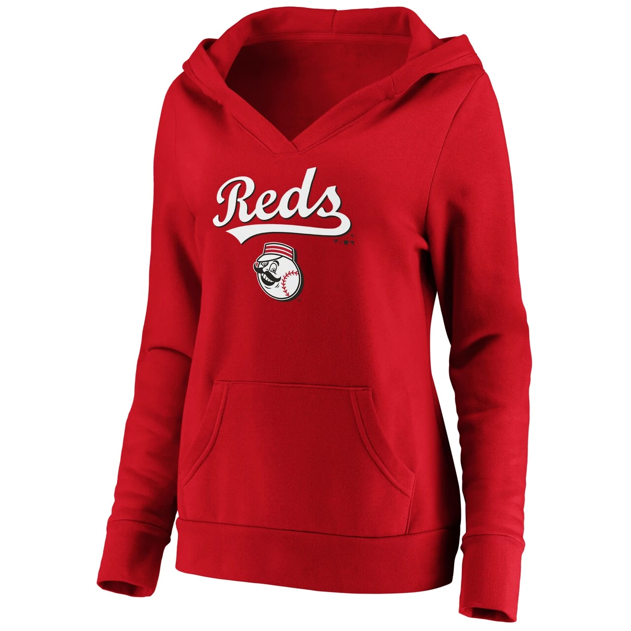 Women's Cincinnati Reds Fanatics Branded Red Core Team Lockup V-Neck Pullover Hoodie - Image 2