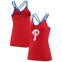 Women's Philadelphia Phillies Fanatics Branded Red Barrel It Up Cross Back V-Neck Tank Top