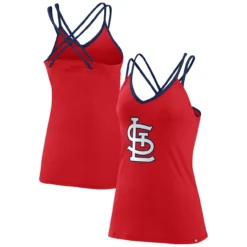 Women's St. Louis Cardinals Fanatics Branded Red Barrel It Up Cross Back V-Neck Tank Top