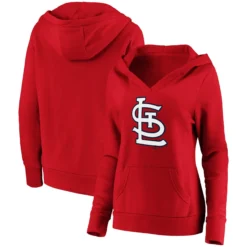 Women's St. Louis Cardinals Fanatics Branded Red Official Logo Crossover V-Neck Pullover Hoodie