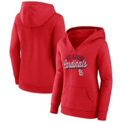 Women's St. Louis Cardinals Fanatics Branded Red Simplicity Crossover V-Neck Pullover Hoodie