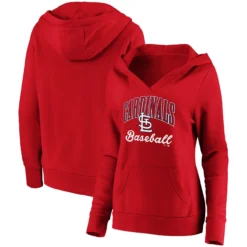 Women's St. Louis Cardinals Fanatics Branded Red Victory Script Crossover Neck Pullover Hoodie