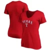 Women's Texas Rangers Fanatics Branded Red Team Logo Lockup V-Neck T-Shirt