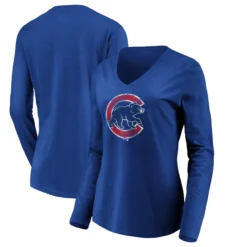 Women's Chicago Cubs Fanatics Branded Royal Core Team Long Sleeve V-Neck T-Shirt
