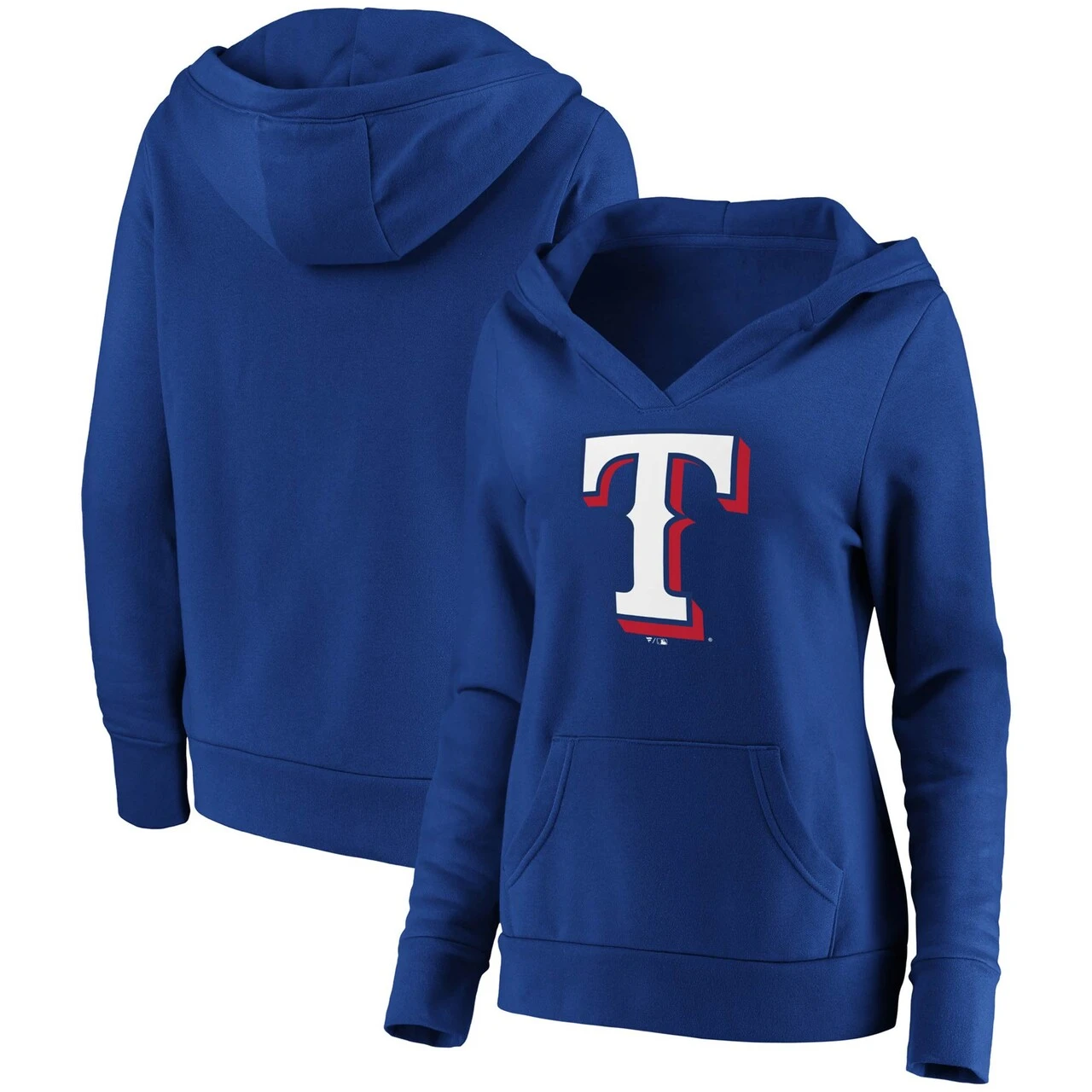 Women's Texas Rangers Fanatics Branded Royal Official Logo Crossover V-Neck Pullover Hoodie 1 Women's Texas Rangers Fanatics Branded Royal Official Logo Crossover V-Neck Pullover Hoodie